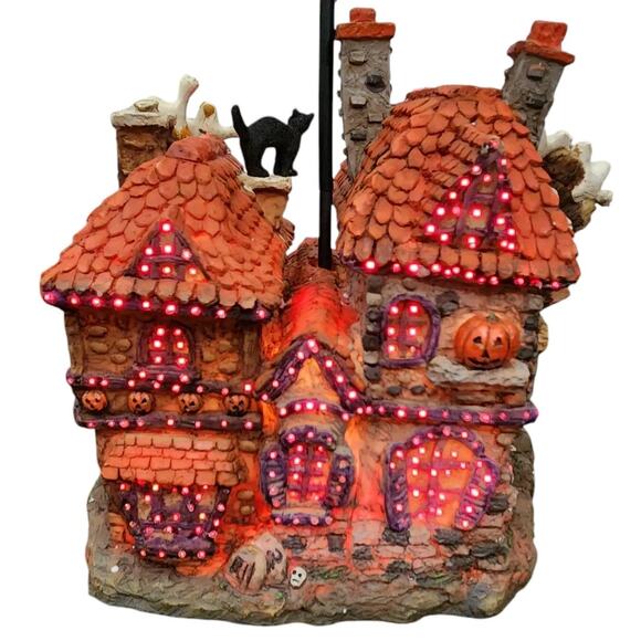 Halloween Haunted House Fiber Optic Lighted Flying Witch 10" In Box 2003 - Picture 1 of 6